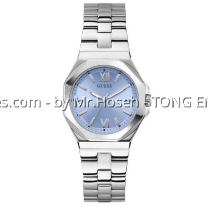 Guess Empress Silver-Tone Round Analog Watch 34mm GW0873L1